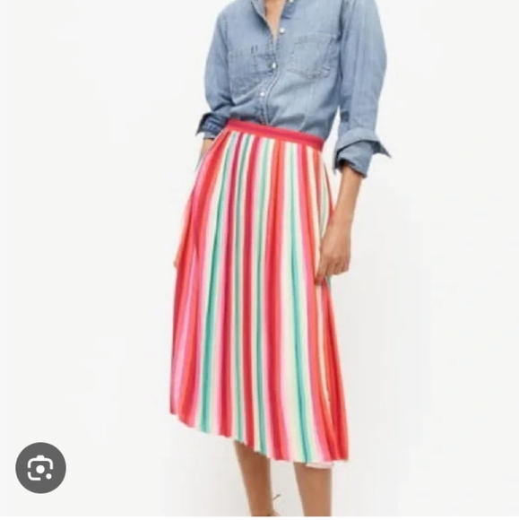 J. Crew Dresses & Skirts - J. Crew Sunburst Pleated Skirt In Watermelon Stripes 2 Colorful Old Money